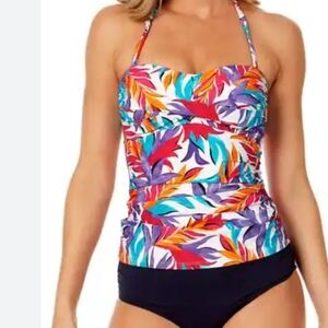 Colorful Leaf Print Women's Swim Tankini Set